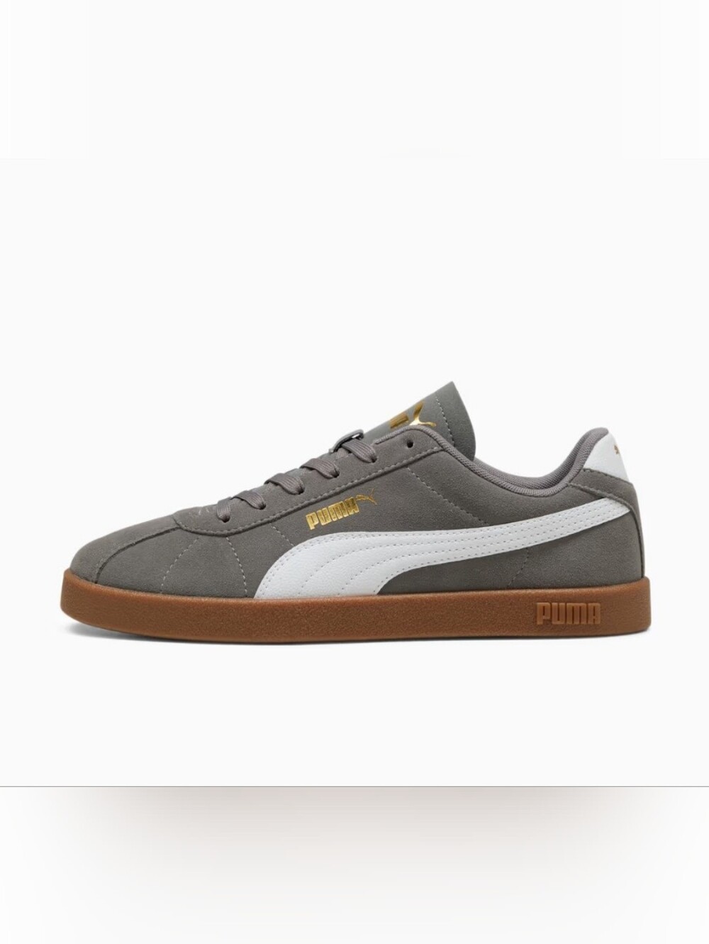 Puma Club II Era Cast Iron/White Suede-Style Low-Top Sneaker Mens Size 10